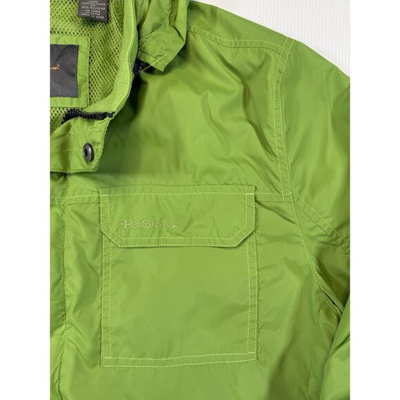 Ben Sherman Hooded Jacket Green Zip Away Hood Nylon Full Zip Men’s Large - Picture 3 of 11